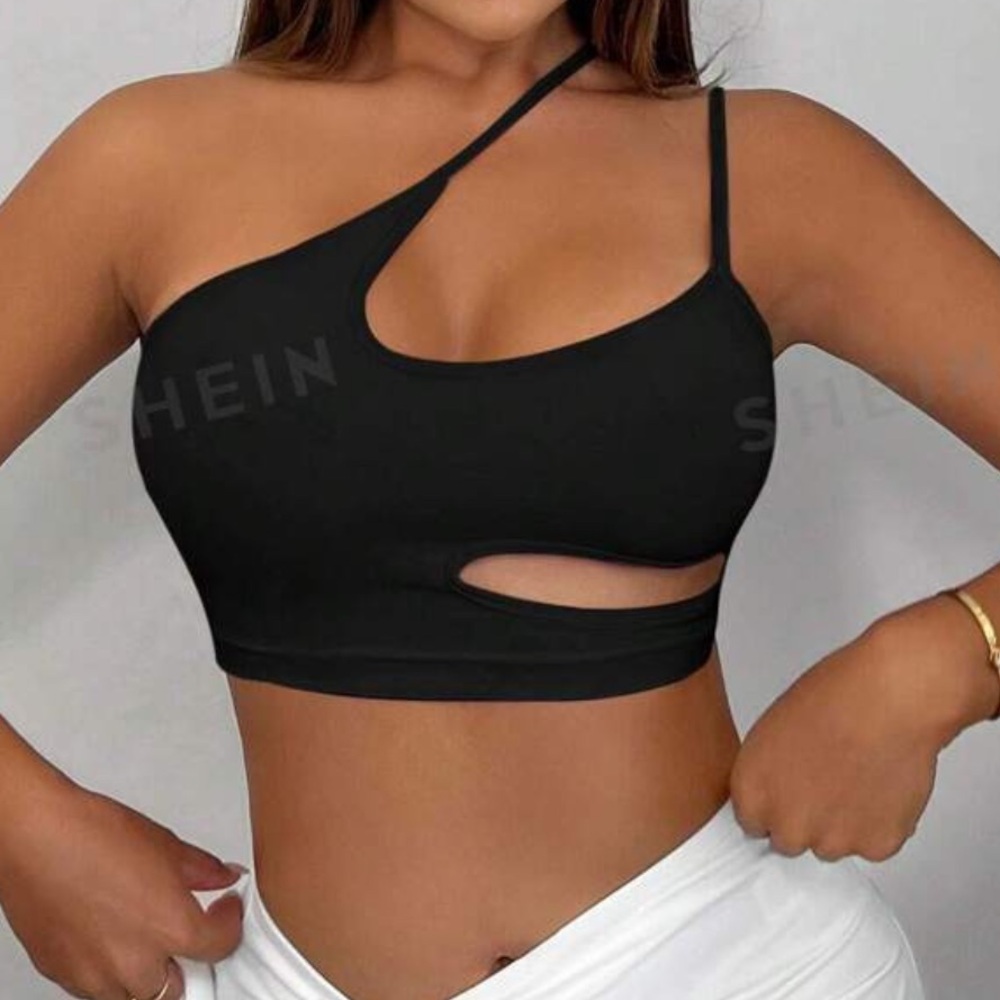 SHEIN SXY one shoulder cut out crop top
